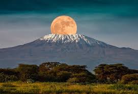 Mount Kilimanjaro with full moon